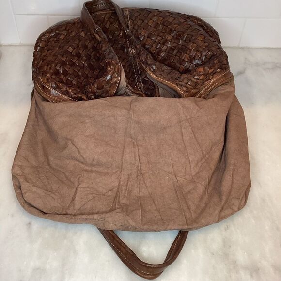 Langellotti Purse Handbag Leather Brown Genuine Woven Shoulder Bag - Picture 11 of 15